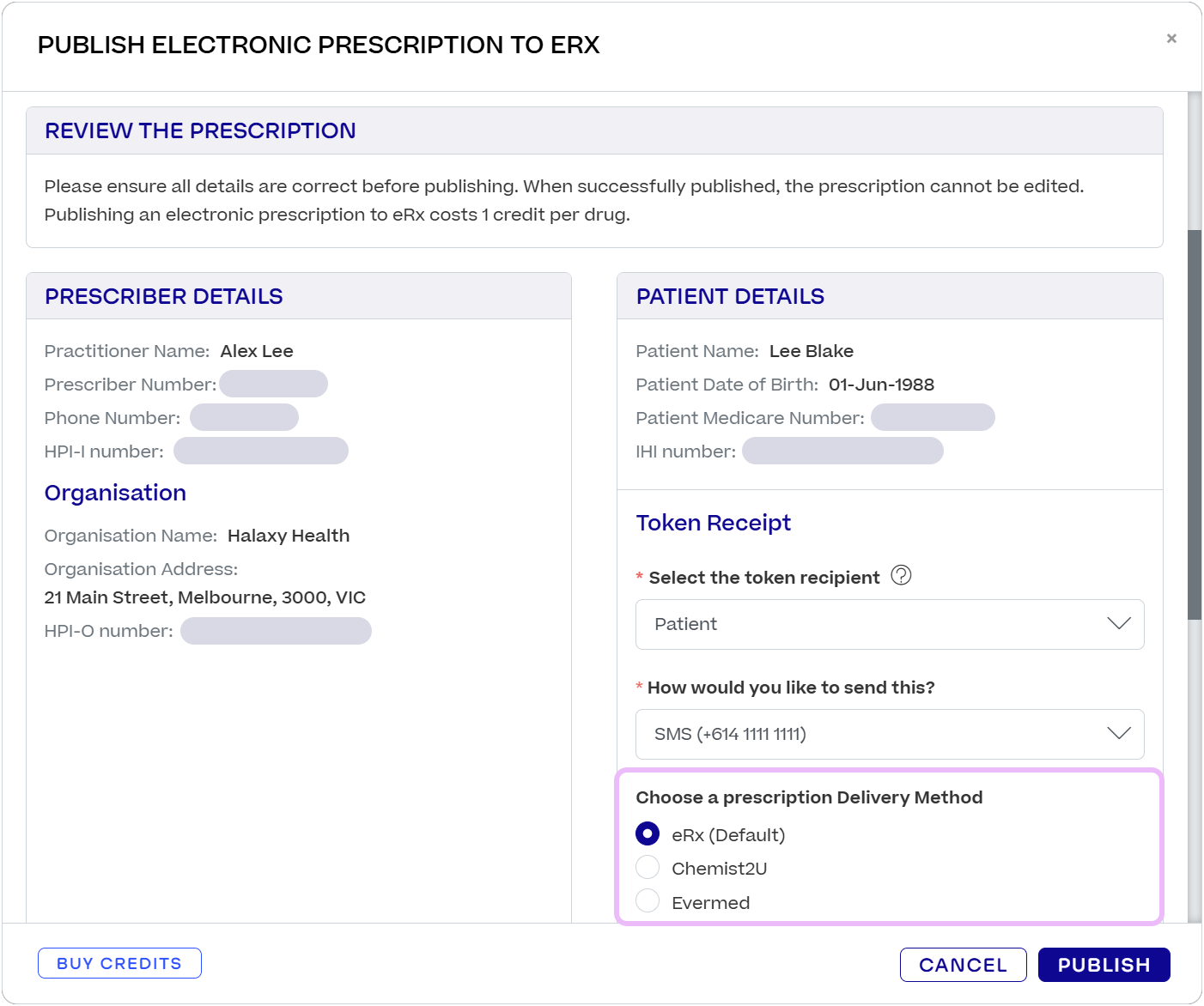 Send e-scripts via online pharmacy – Halaxy Help Guide