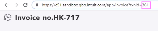 The number at the end of QuickBooks URL for an invoice is highlighted